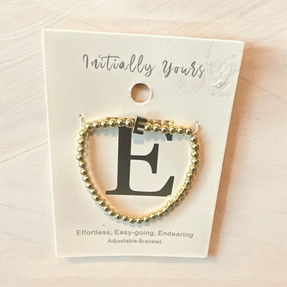 Initially Yours “E” Initial Beaded Bracelet | Gold-Tone Adjustable | NWT - Picture 2 of 2